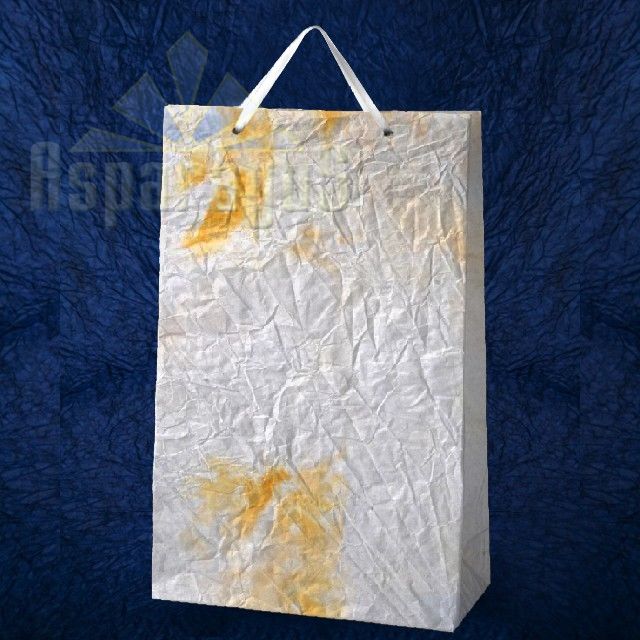 TAŠNA OD BATIK PAPIRA 9,5X23X40/BELA-NARANDŽASTA